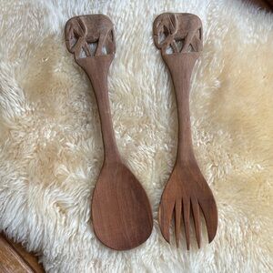 Vintage African Salad Servers